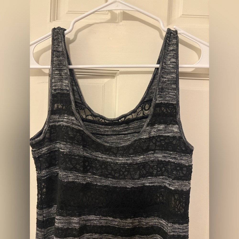 Free People Hazy Daze Grey W/ Black Lace Maxi Dress - Picture 12 of 17